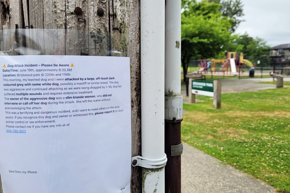 The dog owner put up signs at the park to warn others about the vicious dog running loose.