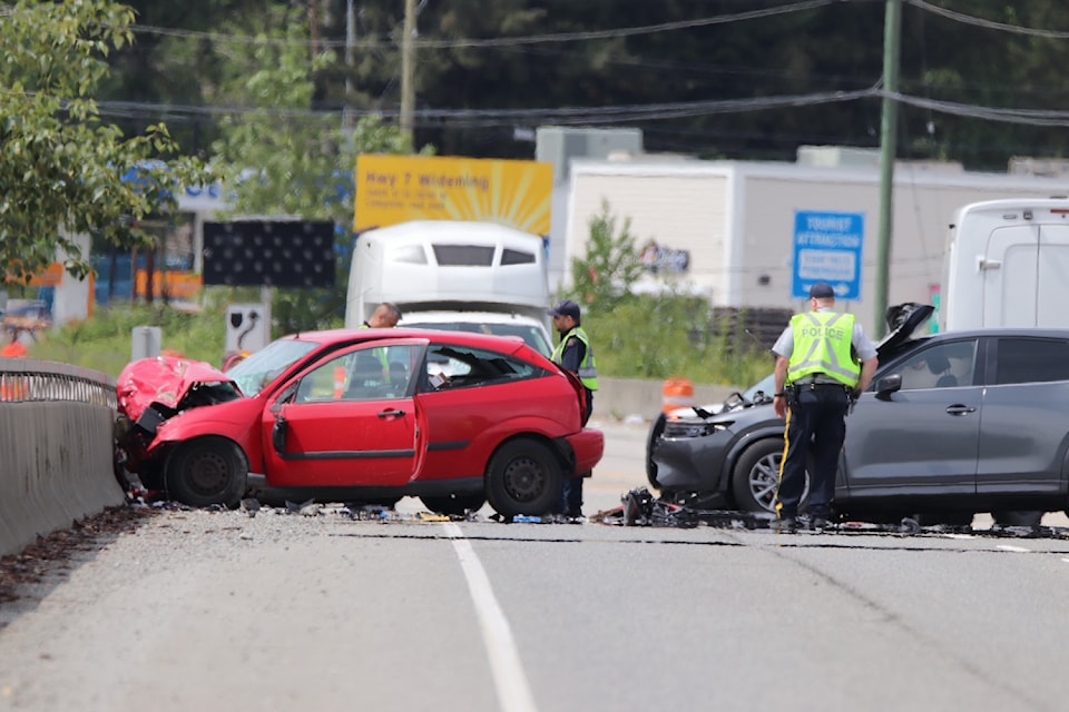 A two-vehicle head-on crash in the 28800-block Lougheed Hwy. near the Maple Ridge-Mission border sent at least 3 to hospital Sunday morning.