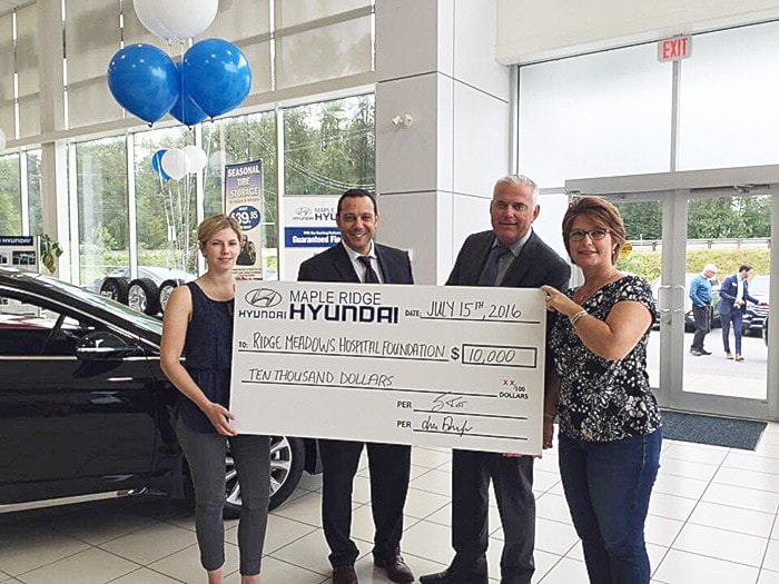 Hyundai gives 10,000 to Ridge hospital foundation Maple RidgePitt