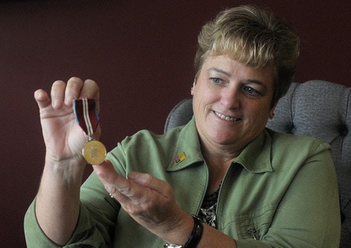Pitt Meadows Mayor with her Diamond Jubilee medal