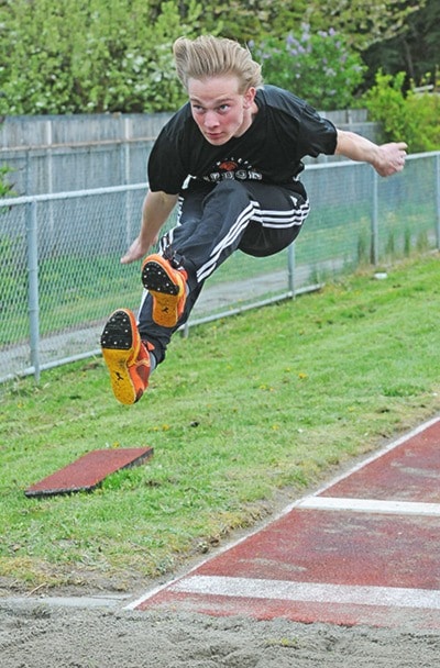 Jonas Galka of the Ramblers in the long jump