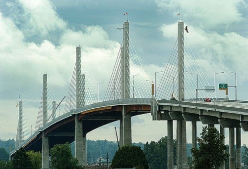 The Golden Ears bridge looking South towards Langley.