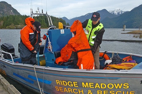 search and rescue at pitt lake to pick up man with fractured leg .