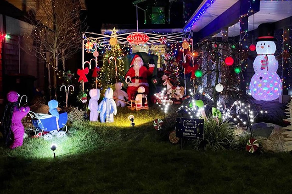 This Santa’s workshop display on 117A Ave. in Pitt Meadows is one of many wonderful stops on the holiday lights tour. (Special to The News)