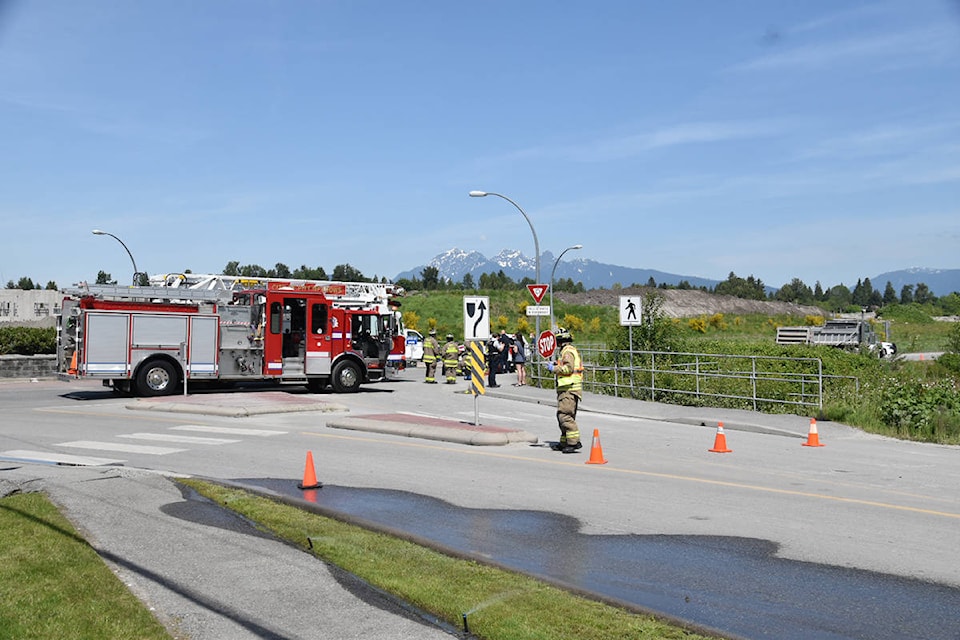 A 49-year-old man from Coquitlam died after he was hit by a dump truck near Airport Way and Harris Road on Saturday, May 15. (Curtis Kreklau/South Fraser News Services)