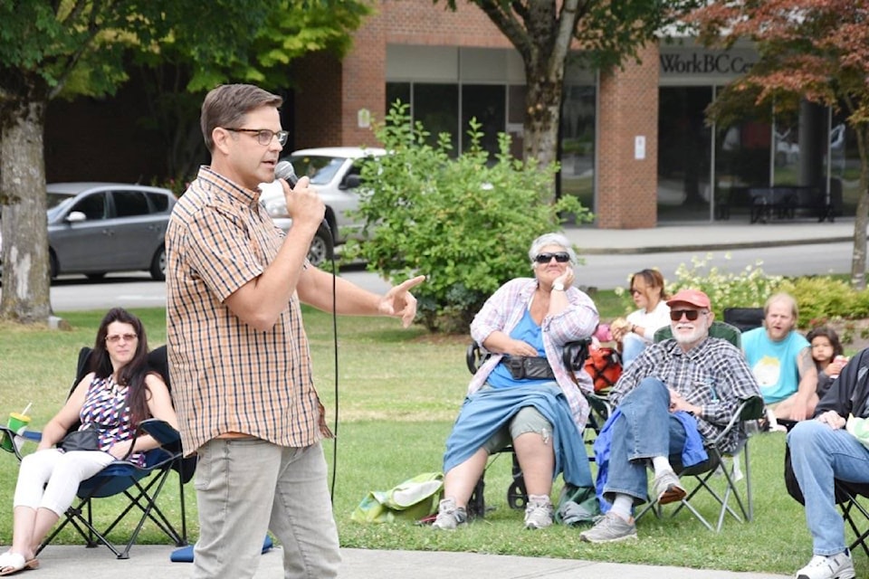 Stand-up comedian Cliff Prang in Memorial Peace Park. (City of Maple Ridge/Special to The News)