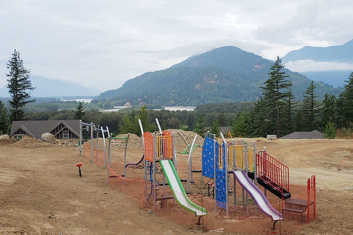 Work is underway at Harrison Ridges newly installed playground, which will enjoy quite the view!