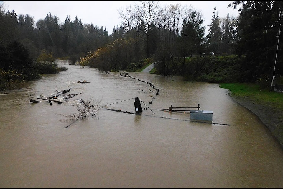 The fish fence completely submerged after record rainfall. (KEEPS Facebook/Special to The News)