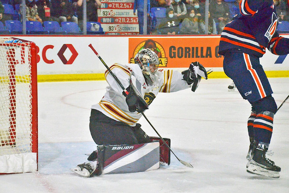 Jesper Vikman made 28 saves for the Giants Friday, Feb. 4 at Langley Events Centre as the Kamloops Blazers won 3-2. (Gary Ahuja, Langley Events Centre/Special to Langley Advance Times)