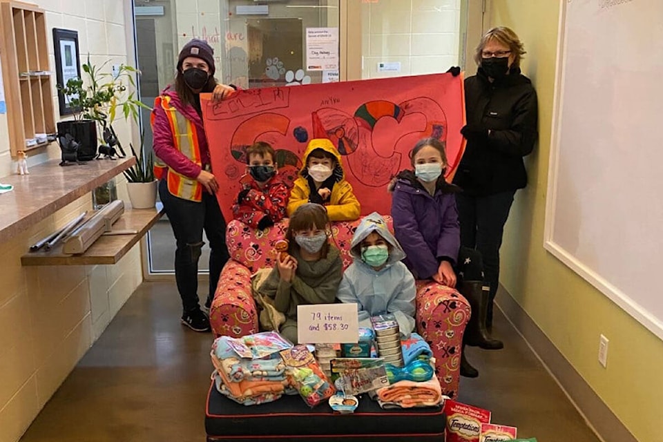 BC SPCA Maple Ridge Branch received a huge donation from c̓əsqənelə Elementary students. (BC SPCA Maple Ridge Facebook/Special to The News)