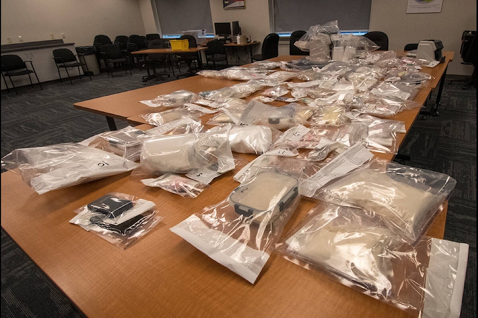 Ridge Meadows RCMP mark their largest-ever seizure of fentanyl, along with other hard drugs. (RCMP/Special to The News)