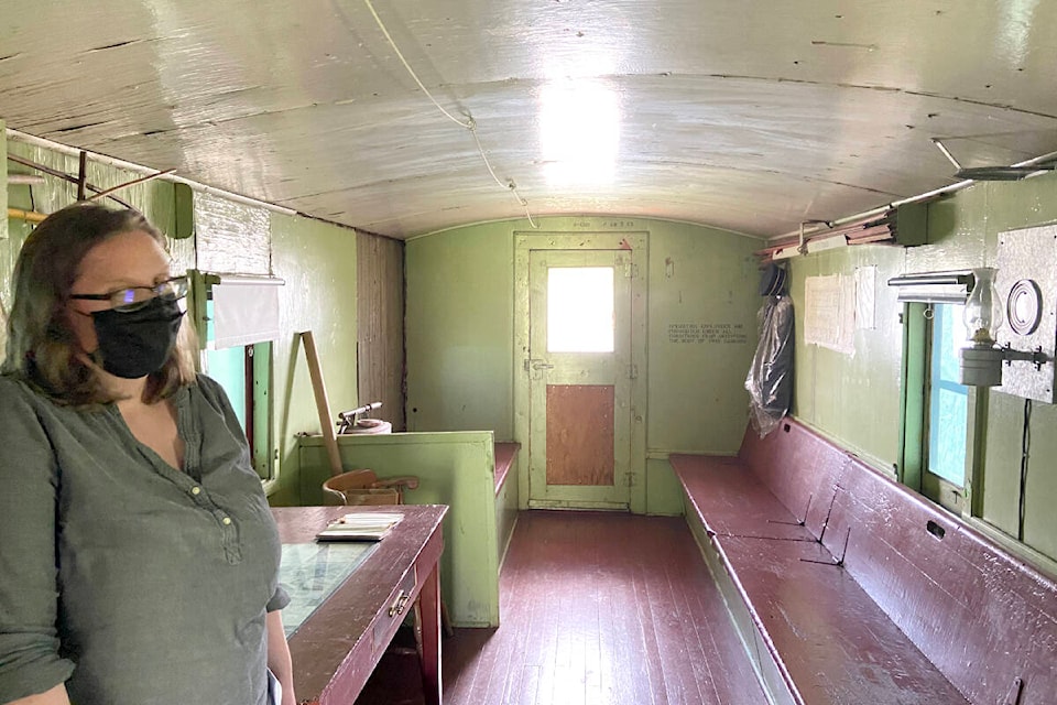 COVID scuttled restoration plans for the caboose roof for some time, but with a contractor in place now, locomotive and history buffs – including museum director Shea Henry – are excited to see the 80-year-old CP Rail car repaired this season. (Kemone Moodley/Special to The News)