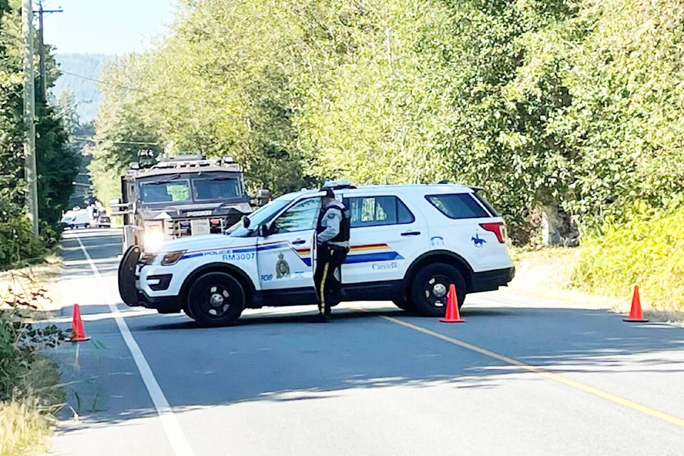 A police incident along 248 Street in Maple Ridge. (Brandon Tucker/The News)