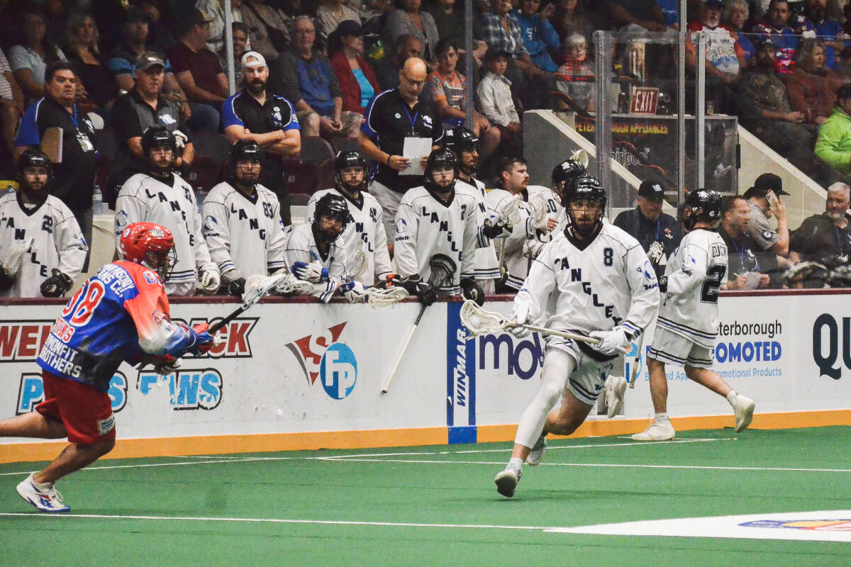 Lakers outscored Langley Thunder 5-1 in the middle stanza and never looked back, picking up the 12-6 win in game three on Monday night at the Peterborough Memorial Centre. Thunder lead the Mann Cup series 2-0. (Gary Ahuja/Langley Thunder)