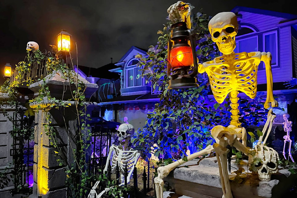 12795 227A St. in Maple Ridge, otherwise known as Alouette Cemetery, makes a yearly display for Halloween and gathers donations for Katie’s Place animal shelter. (Brandon Tucker/The News)