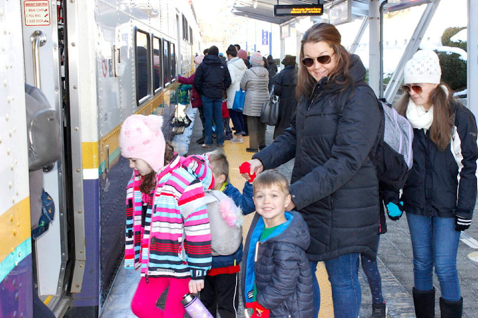 Hundreds of people boarded the West Coast Express Santa Train at the Port Haney location on Dec. 3. (Brandon Tucker/The News)
