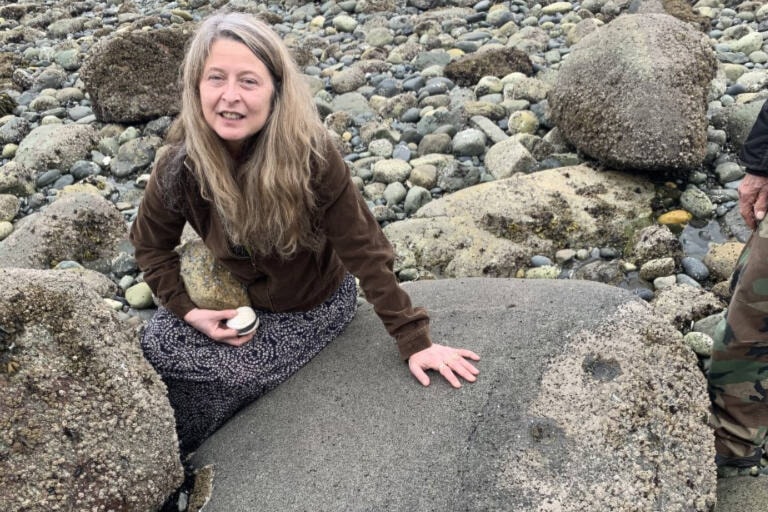 Rebecca Tobias organized the storytime and petroglyph tour at Kwomais Point Park and Crescent Beach on Earth Day. (Contributed photo)