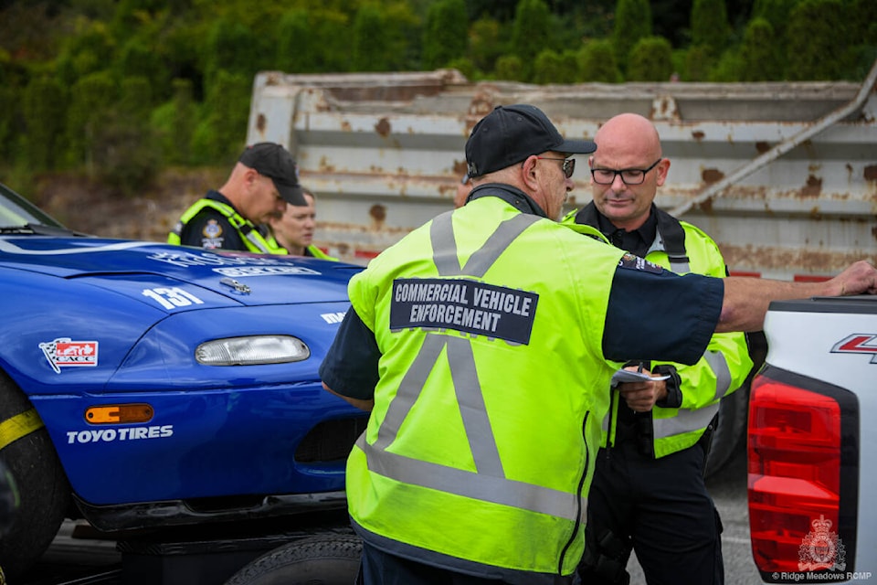 Ridge Meadows RCMP was out monitoring commercial vehicles travelling through Maple Ridge and Pitt Meadows on Friday, Aug. 12. (Ridge Meadows RCMP/Special to The News)