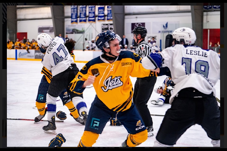 Five Mission and five Chilliwack players picked up fighting majors and game misconducts in the Jets' 6-1 win at Mission Leisure Centre on Saturday (Oct. 19).
