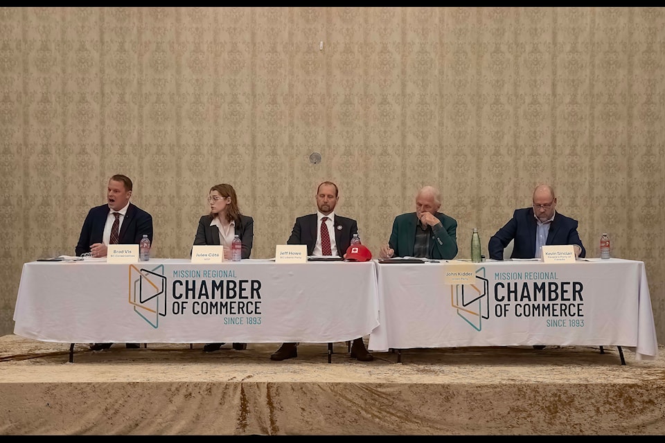 All five candidates in the Mission-Matsqui-Abbotsford riding were in attendance for a debate discussing an array of topics on Tuesday (April 8).