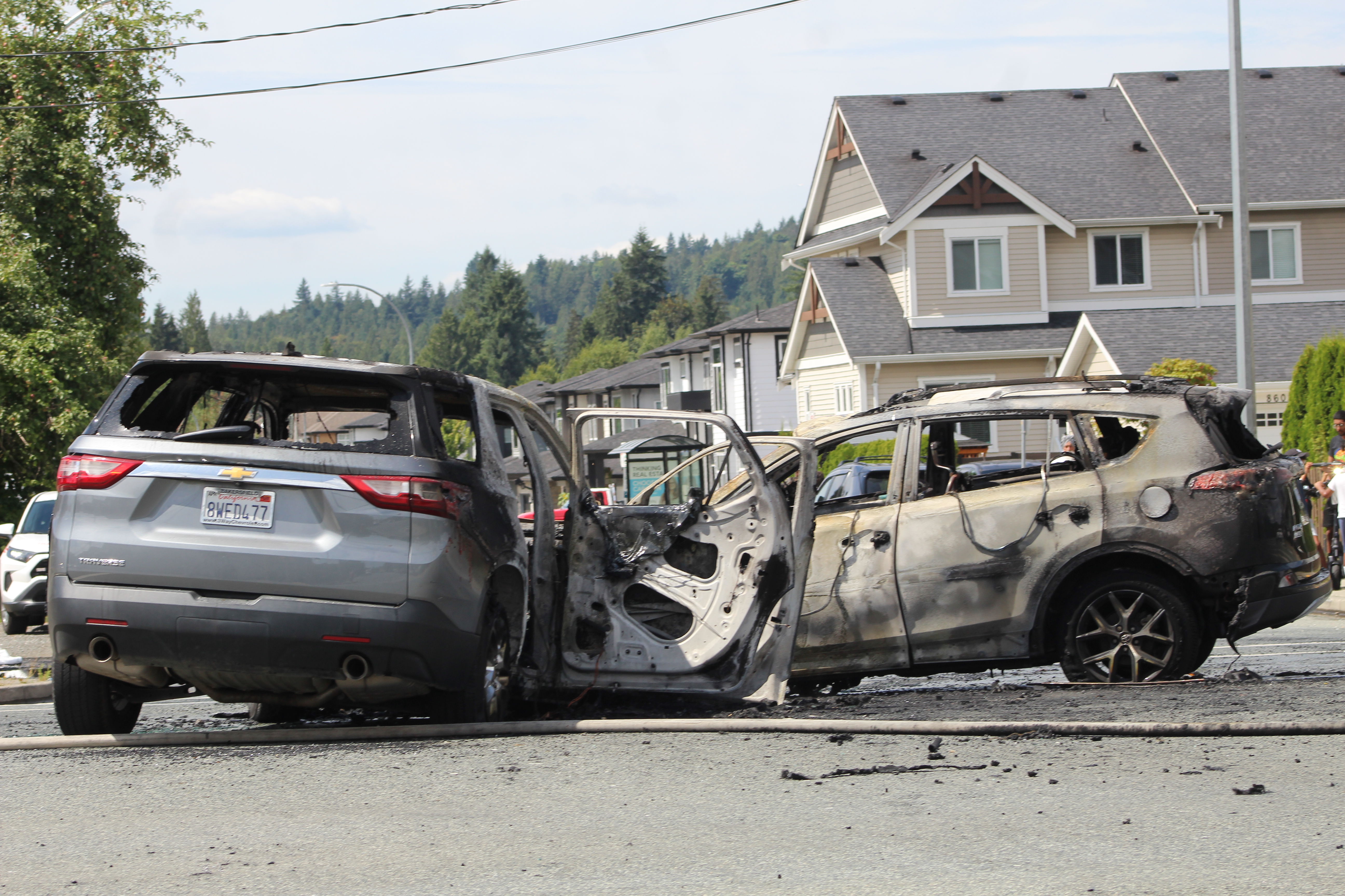 Two vehicle crash in Mission sparks blaze
