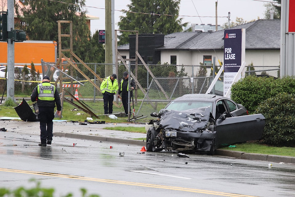 Two people were airlifted to hospital with life-threatening injuries after a crash at the intersection of Townline Road and Marshall Road in Abbotsford on Sunday morning (April 20). 