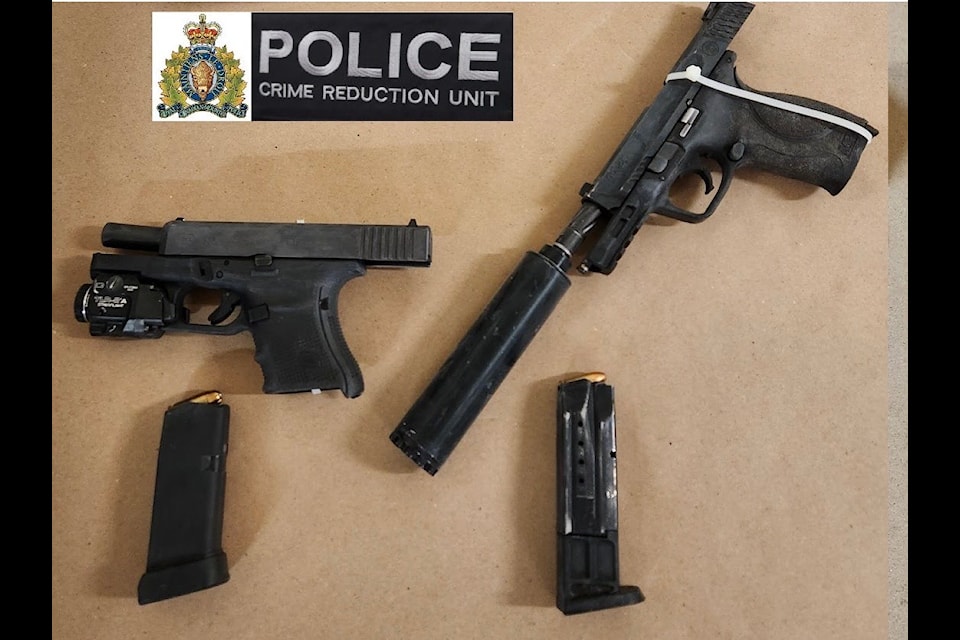Mission RCMP seized guns, drugs, cash and a silencer from a residence after a purchase with counterfeit money led them to suspects. 