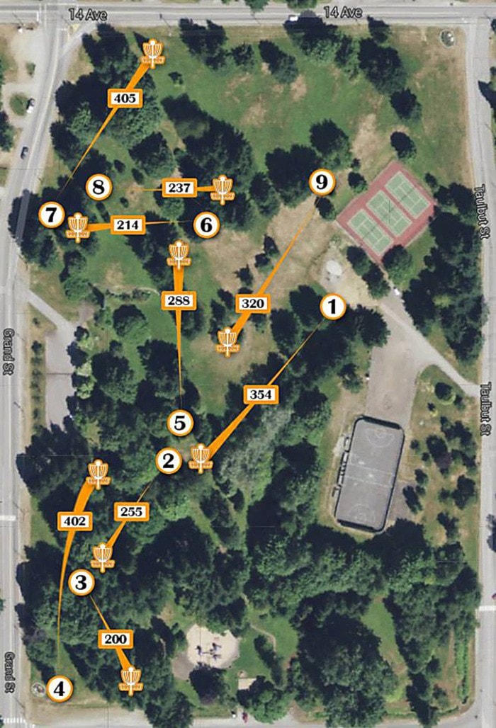 There are nine holes at Mission's new disc golf course at Centennial Park.