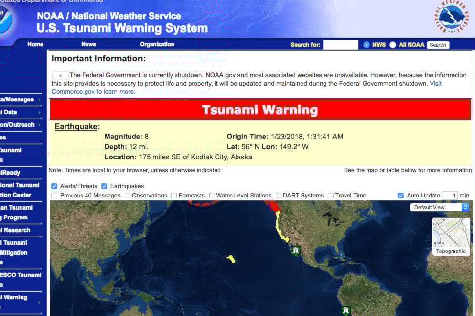Tsunami alerts us west coast