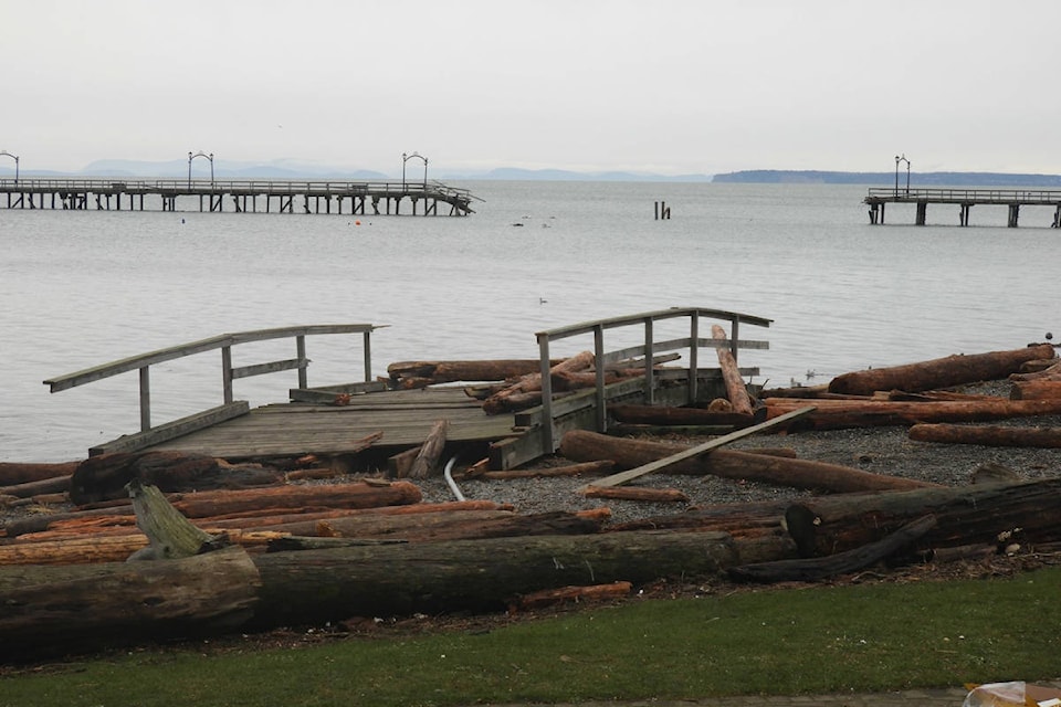 White Rock pier after it was damaged by crashing boats. (Christy Fox photo)