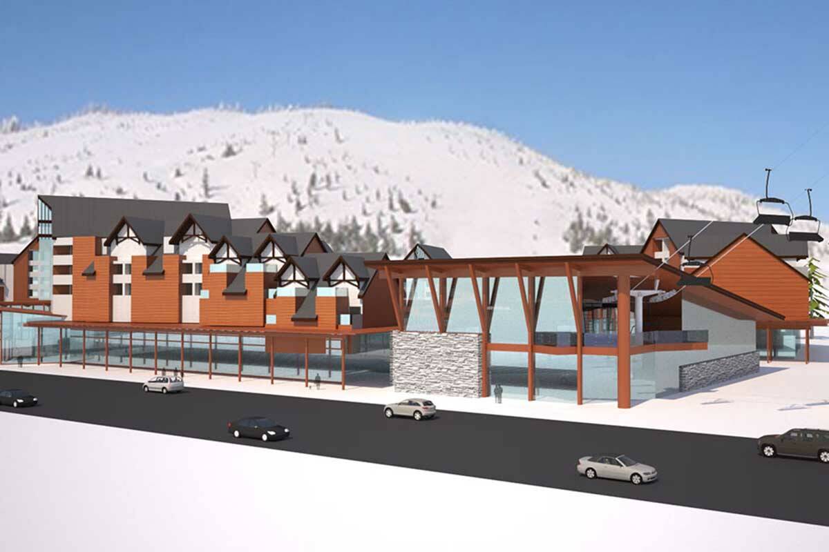 Architectural drawings by Jordan Kutev Architect Inc. of future development on Sasquatch Mountain. Hemlock West, one of the neighbourhood planning areas designated in OCP, would developed first and expand on the current facilities around the ski lifts.