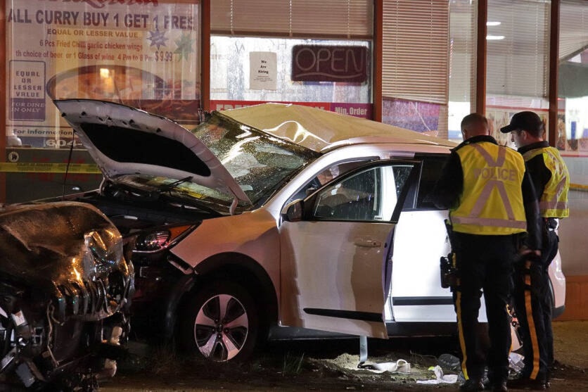 Emergency crews responded to a serious collision at 128 Street and 96 Avenue Thursday (April 7) night. (Shane MacKichan photo)