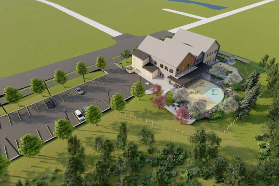 An artist’s rendering of an aerial view of the facility from the northeast.