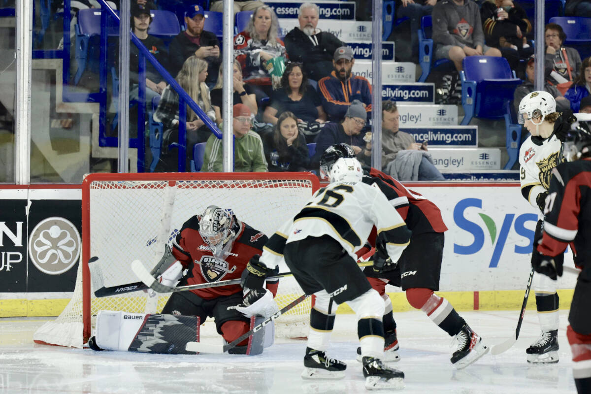 Jesper Vikman stopped 31 of 35 shots for Vancouver against the Brandon Wheat Kings Friday, Oct. 14 at Langley Events Centre.(Rob Wilton/Special to Langley Advance Times)