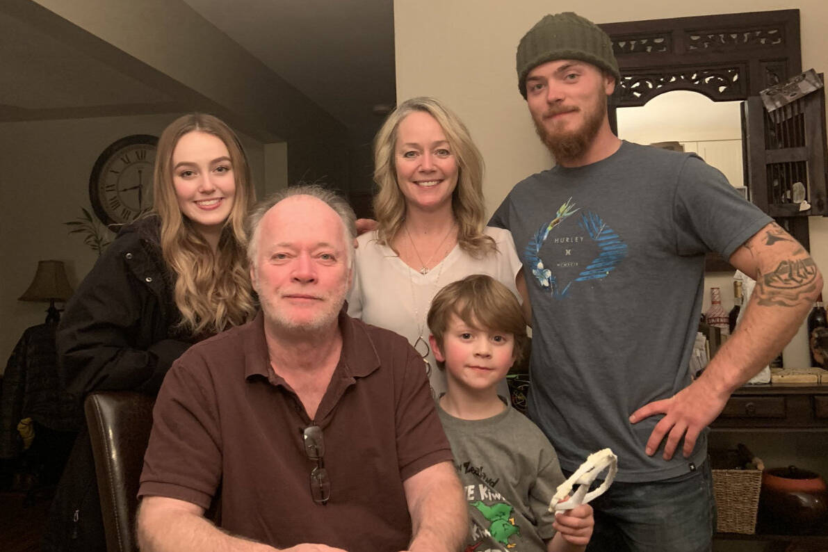 Tausha Tonks (centre) with her father Paul Tonks (seated) and her daughter Aisha Aitchison, her son Jacob Downie (toque) and her son Kruz Mckay. (Tausha Tonks photo)