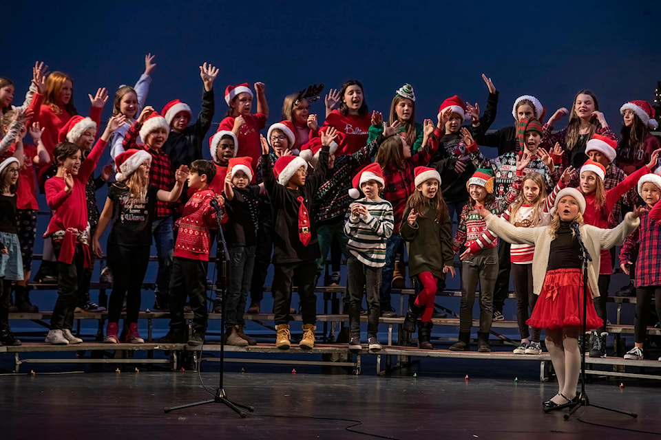 The annual Rotary Carol Festival hit Clarke Theatre in Mission on Monday night with performances from school and community choirs. Pictured: the ESR Intermediate Choir. (Dec. 12, 2022) /Bob Friesen Photo