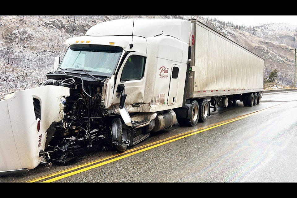 The semi-truck involved in a fatal accident on Highway 5. (Skilled Truckers Canada photo)