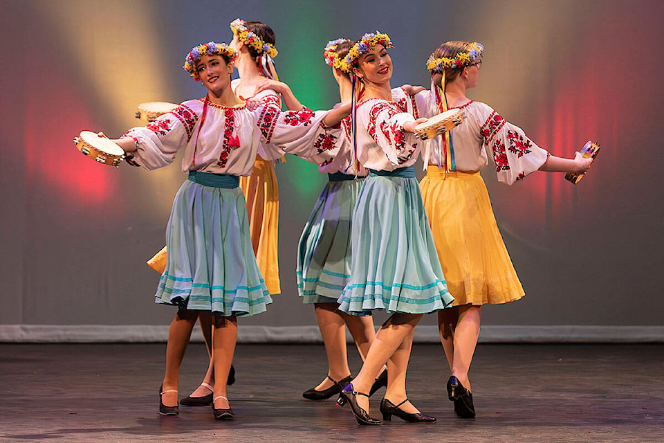 The Dovbush School of Ukrainian Dance performed Druzhba at the BC Ukrainian Cultural Festival in Mission on May 6. (Bob Friesen)