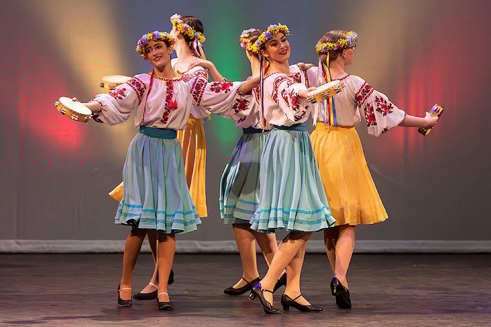 The Dovbush School of Ukrainian Dance performed Druzhba at the BC Ukrainian Cultural Festival in Mission on May 6. (Bob Friesen)