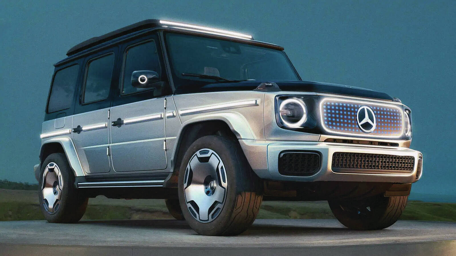 The EQG (concept pictured) resembles the current G-Class, except for an illuminated panel and oversized Mercedes-Benz logo that replaces the grille. PHOTO: MERCEDES-BENZ