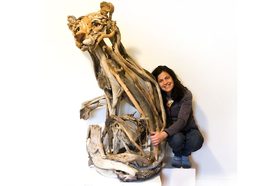 Victoria artist Tanya Bub makes sculptures out of driftwood.