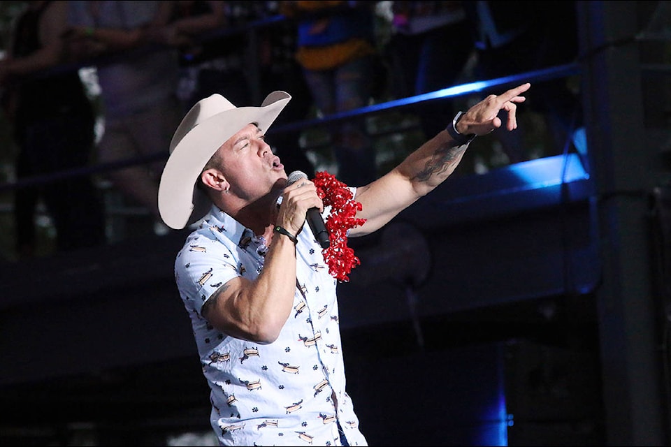 Aaron Pritchett, who lives on Gabriola Island now, celebrates his birthday in style on the Sunfest mainstage. (Lexi Bainas/Gazette)