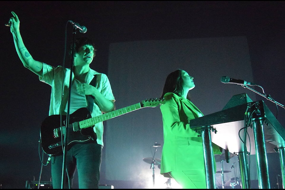 July Talk’s co-lead singers Peter Dreimanis and Leah Fay perform at the Royal Theatre on March 28. (Brendan Mayer/Black Press Media Staff)