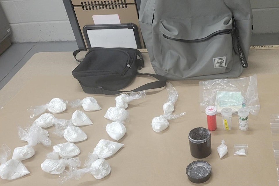 Nanaimo RCMP's Bike Unit turned up cash, drugs and drug paraphernalia when they arrested a man near downtown June 27.