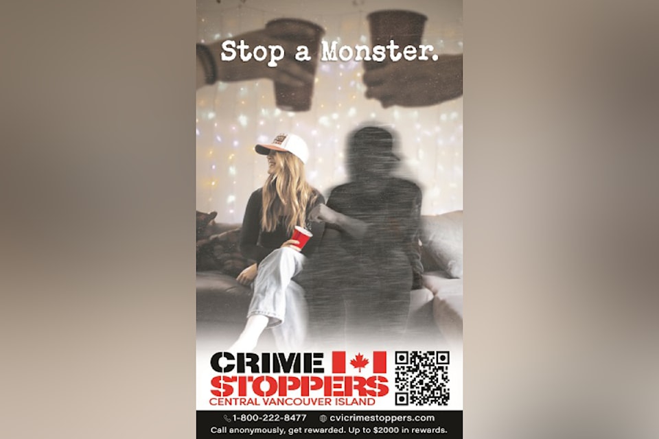 Posters will be appearing in Nanaimo's bars warning public to take precautions against spiked drinks. (Image: Central Vancouver Island Crime Stoppers)