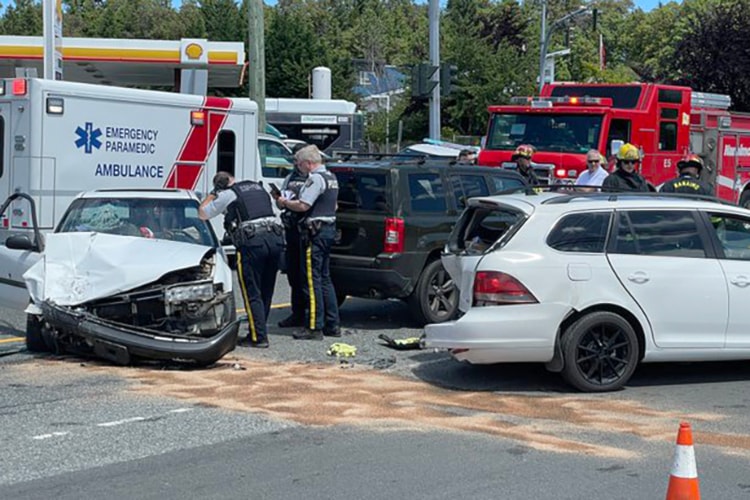 Emergency personnel were called to a multi-vehicle crash at the intersection of Bowen Road and East Wellington Road on Wednesday, June 12.