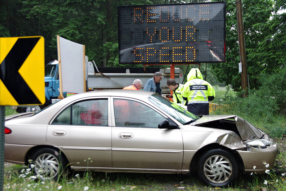 Car collides with dump truck in Nanaimo
