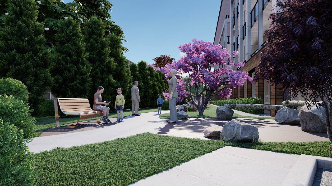 Rendering of the landscaped grounds at Uplands Terrace.