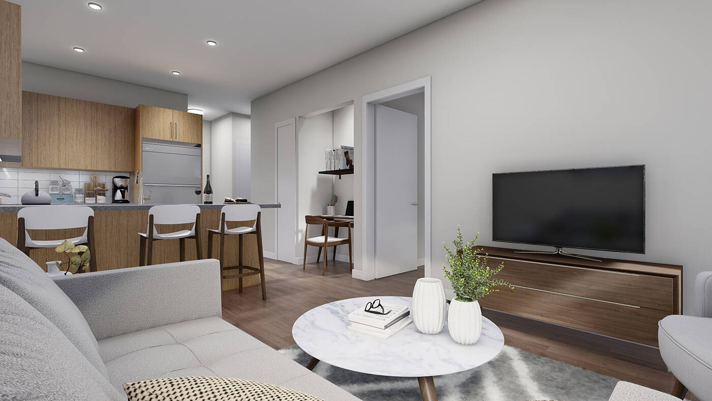 Rendering of the bedroom of the Valdes floor plan at Uplands Terrace