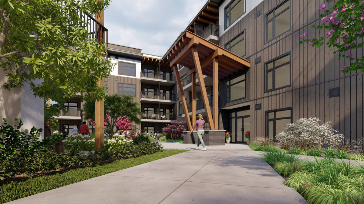 Artist rendering of Merewood Apartments exterior.